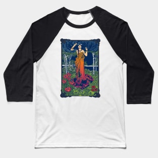 Art Nouveau Lady (orange/red) Baseball T-Shirt